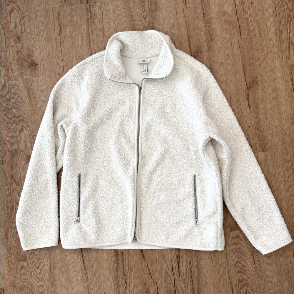Men’s H&M Cream Fleece Zip-Up Jacket